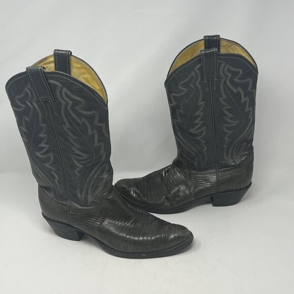 Justin Boots cowboy western 8327 size 8.5D men grey leather exotic lizard - Picture 4 of 12